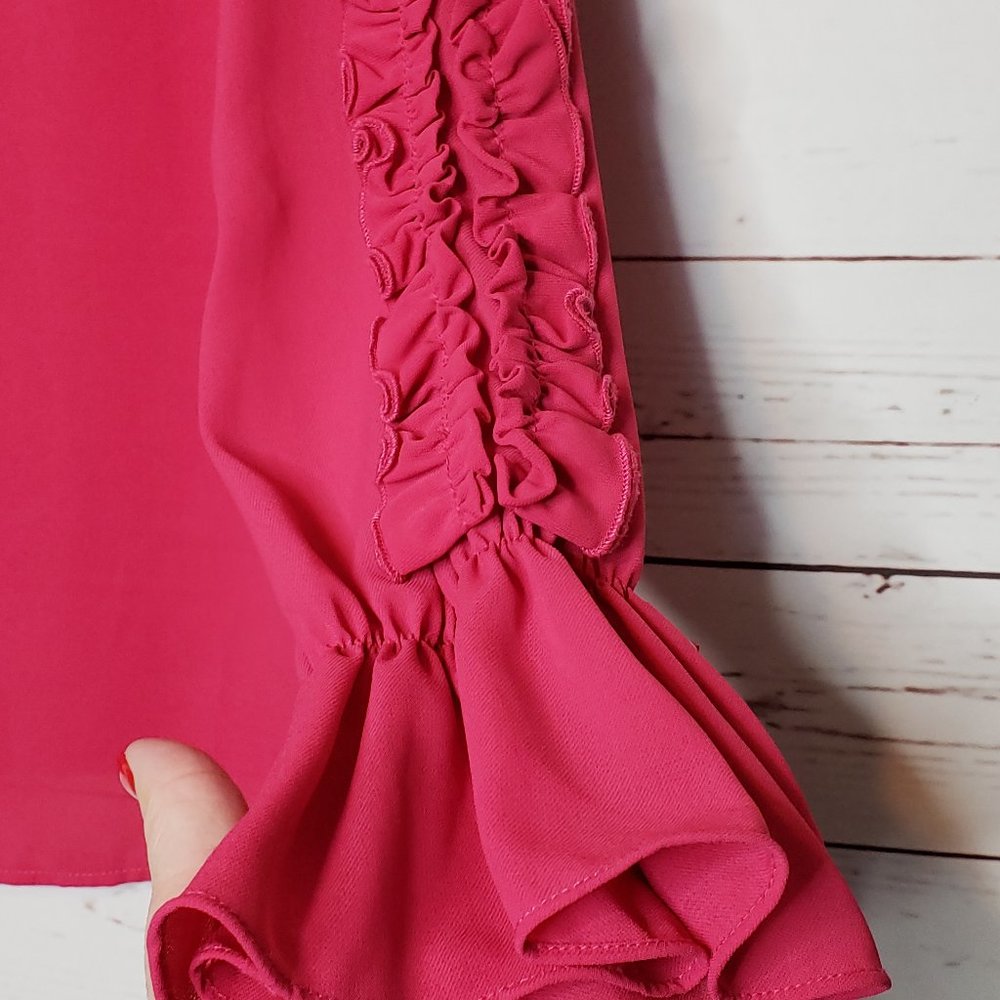 Zara Basic Pink Ruffle Sleeve Button Down Shirt - image 5